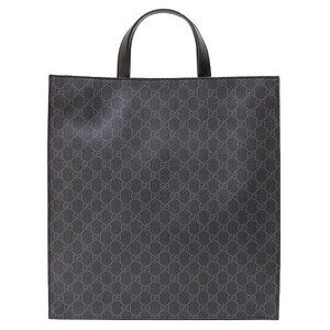 Gucci Black Sherry Shoulder Bag Gray Tote GG Leather